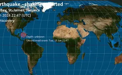 4.2 magnitude Earthquake felt in Jamaica. PC: Volcano Discover