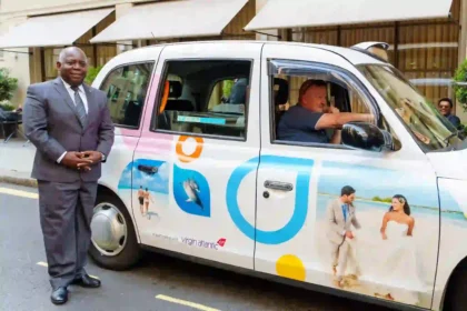 Taxis decorated with Bahamian prints spotted on London streets
