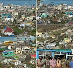 PM Drew visits SVG along with OECS Heads to assess Hurricane Beryl destruction