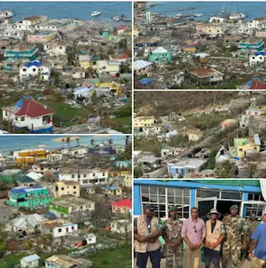 PM Drew visits SVG along with OECS Heads to assess Hurricane Beryl destruction