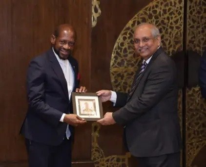 Dr. Denzil Douglas discusses bilateral cooperation with CII Director General in India