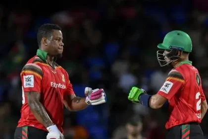 Guyana Amazon Warriors celebrate their victory over St. Kitts & Nevis Patriots in CPL 2024.