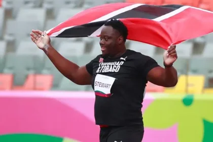 Akeem Stewart celebrating his silver medal win at the Paris 2024 Paralympics.