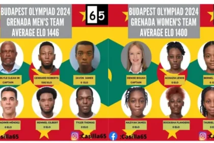 Grenada's chess team members preparing for the 45th Chess Olympiad in Budapest.