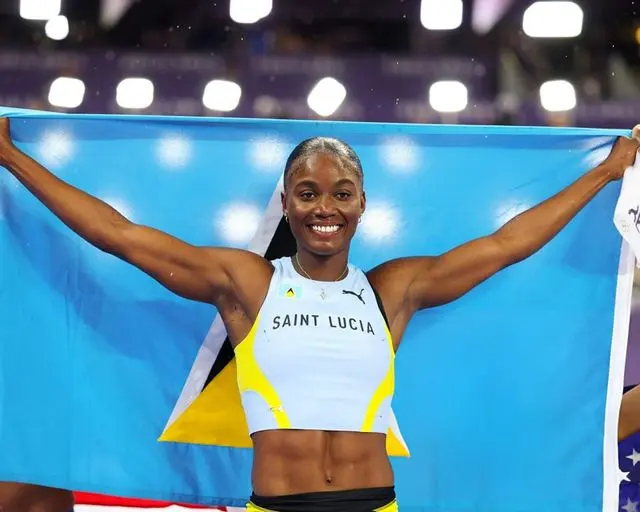 Julien Alfred being celebrated upon her return to Saint Lucia after winning Olympic medals.