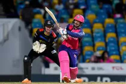 Barbados Royals celebrating their victory against Antigua & Barbuda Falcons in CPL 2024.