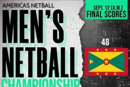 Grenada National Netball Team celebrating their victory over the USA.