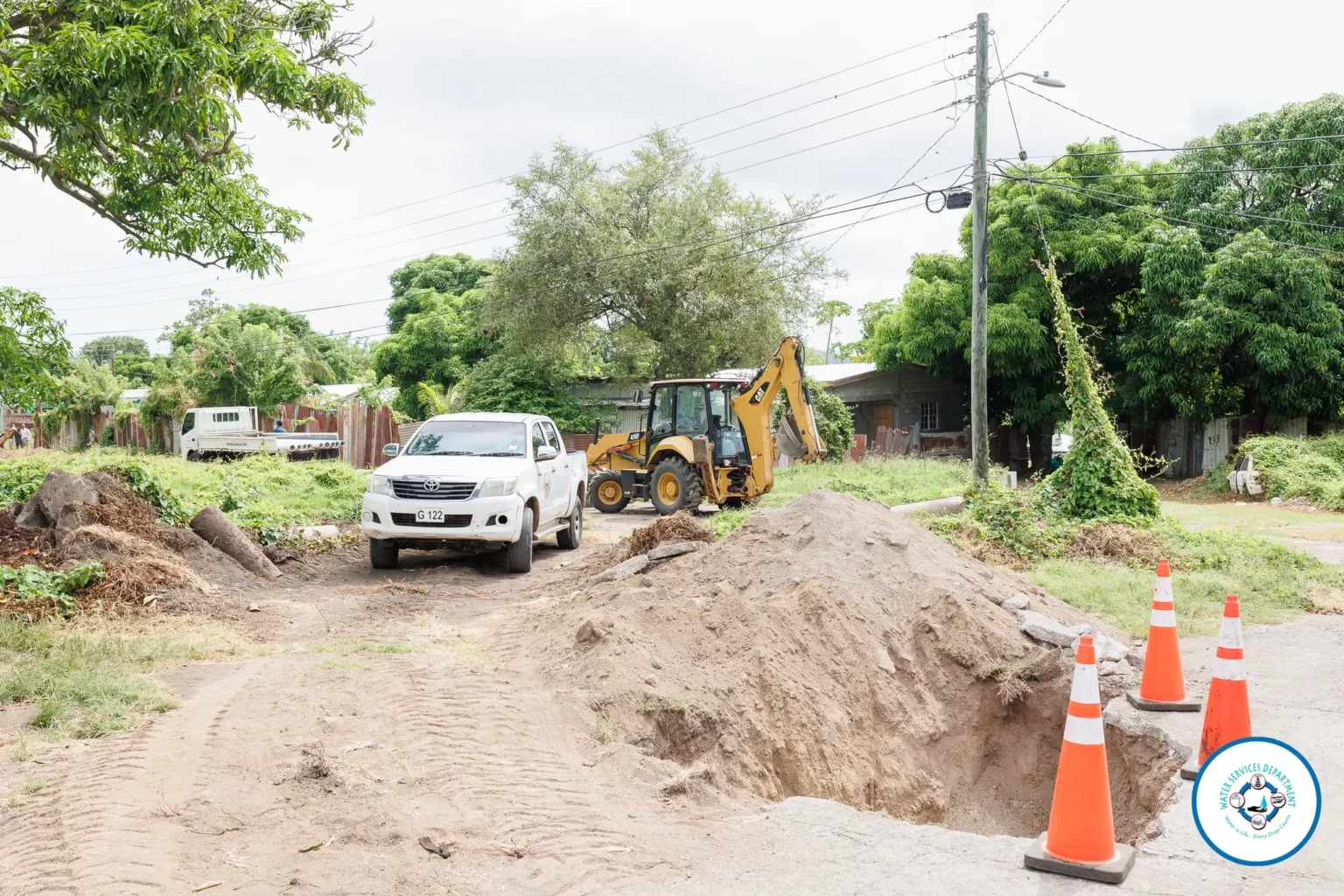 Installation of new water pipes by St. Kitts Water Services Department.