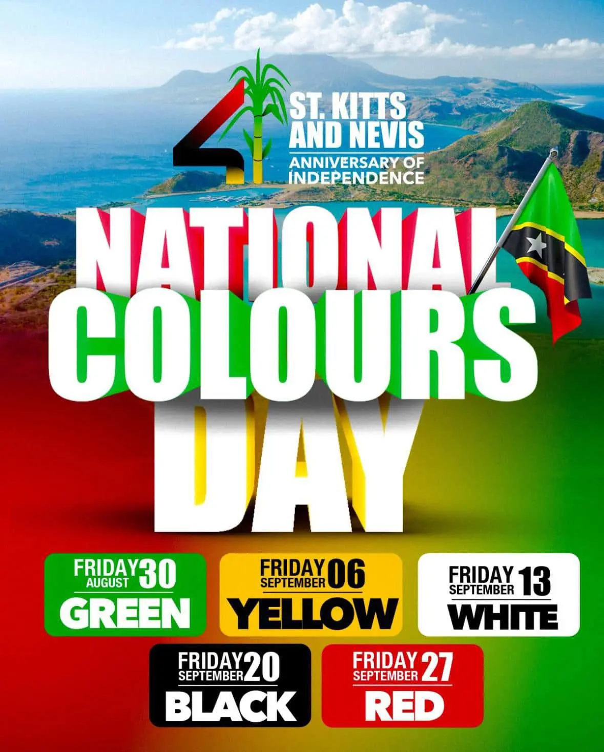 Flag-raising ceremony for St. Kitts Independence Day celebrations.