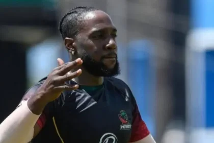 Jeremiah Louis representing St. Kitts and Nevis in CPL 2024.