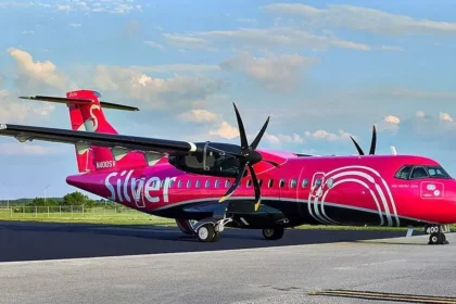 Silver Airways aircraft taking off from Tampa International Airport.