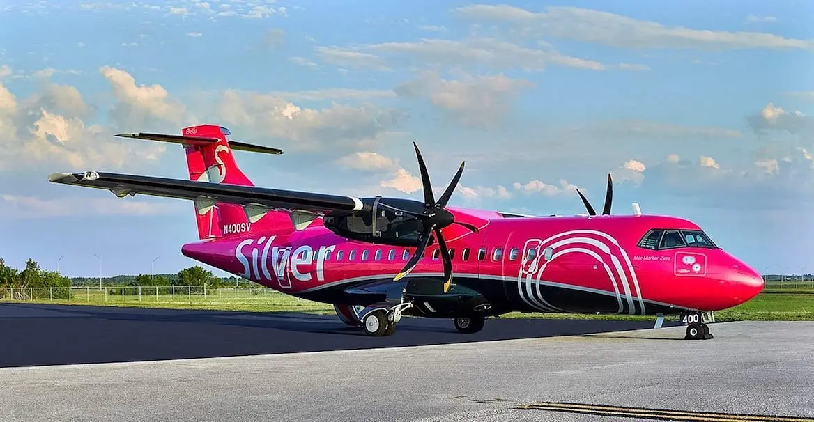 Silver Airways aircraft taking off from Tampa International Airport.