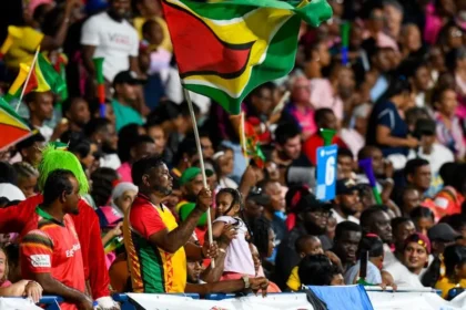 Quinton de Kock celebrating his century during the CPL 2024 match against Guyana Amazon Warriors.