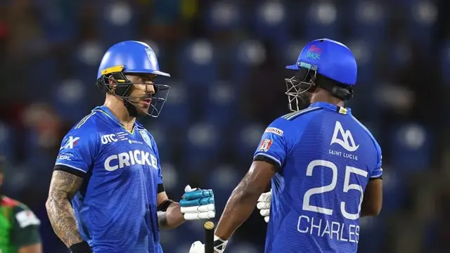 Saint Lucia Kings celebrating their victory over Antigua and Barbuda Falcons.