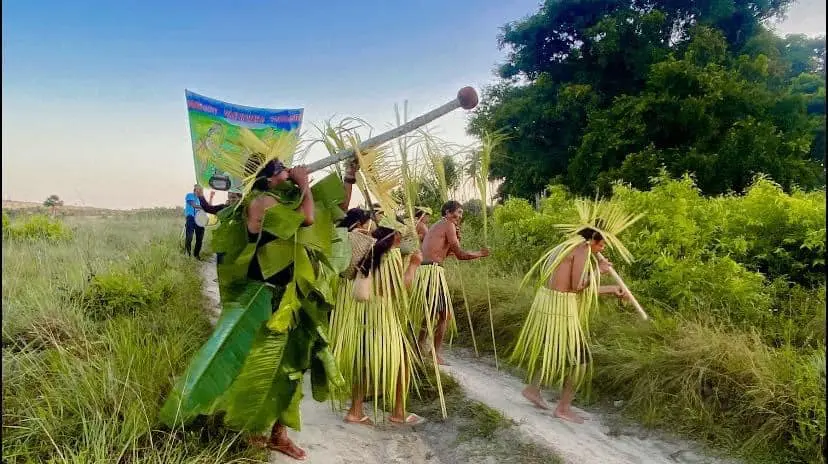 Villagers participating in traditional crafts during the Maruranau heritage celebration.