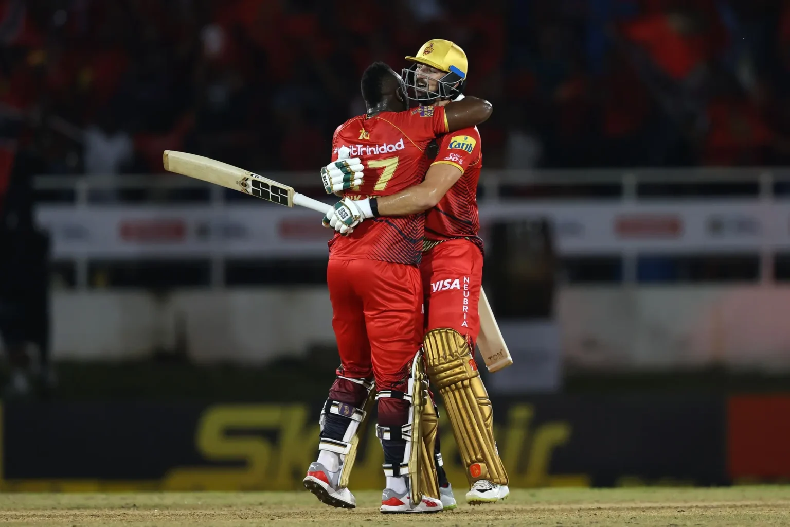 Trinbago Knight Riders celebrating their victory over Guyana Amazon Warriors in CPL 2024.