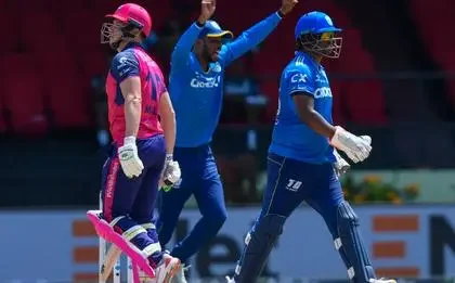 Johnson Charles celebrates after leading St. Lucia Kings to victory over Barbados Royals in CPL 2024.