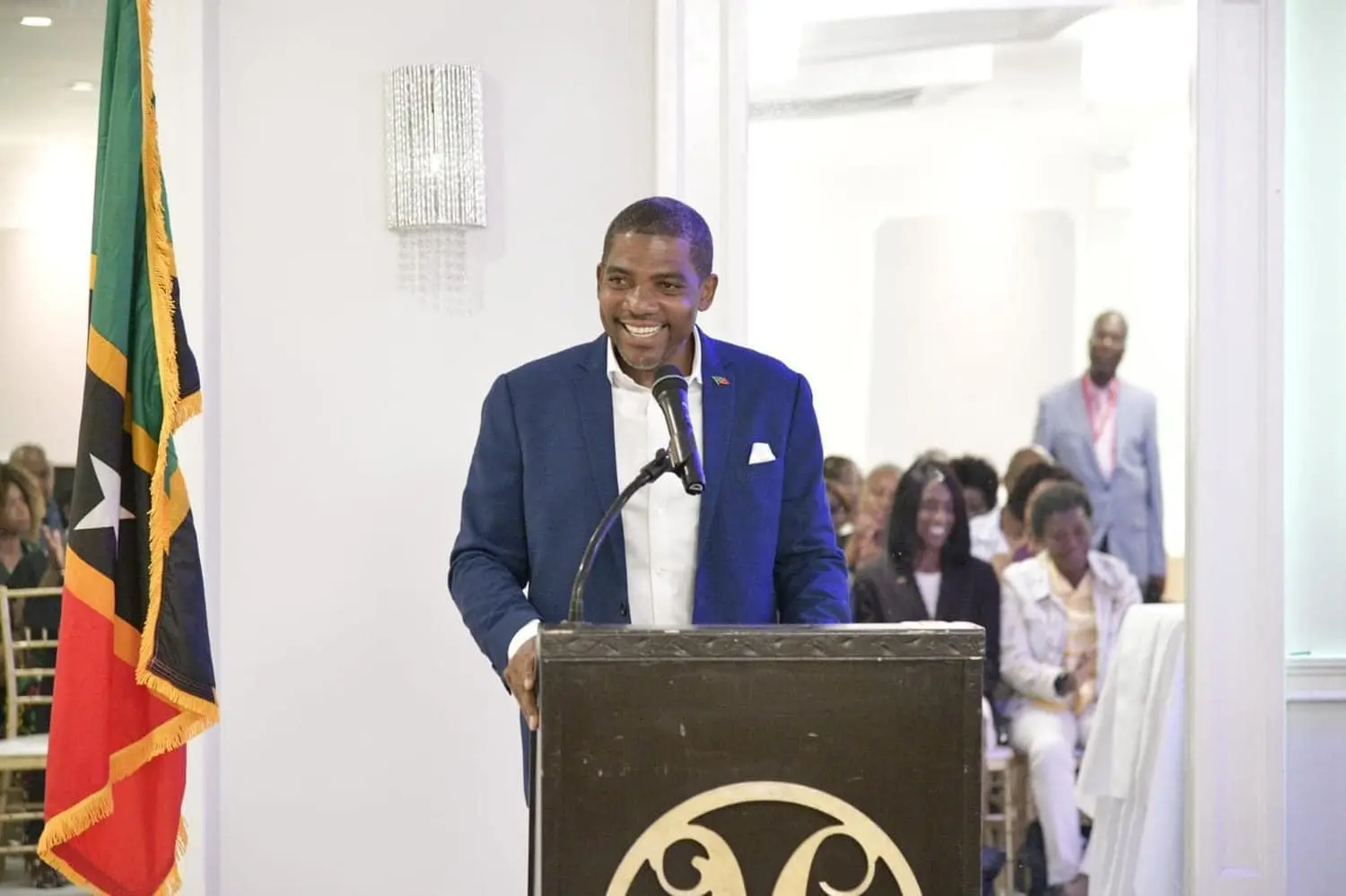 Prime Minister Terrance Drew addresses the diaspora at the 79th UN General Assembly in New York.