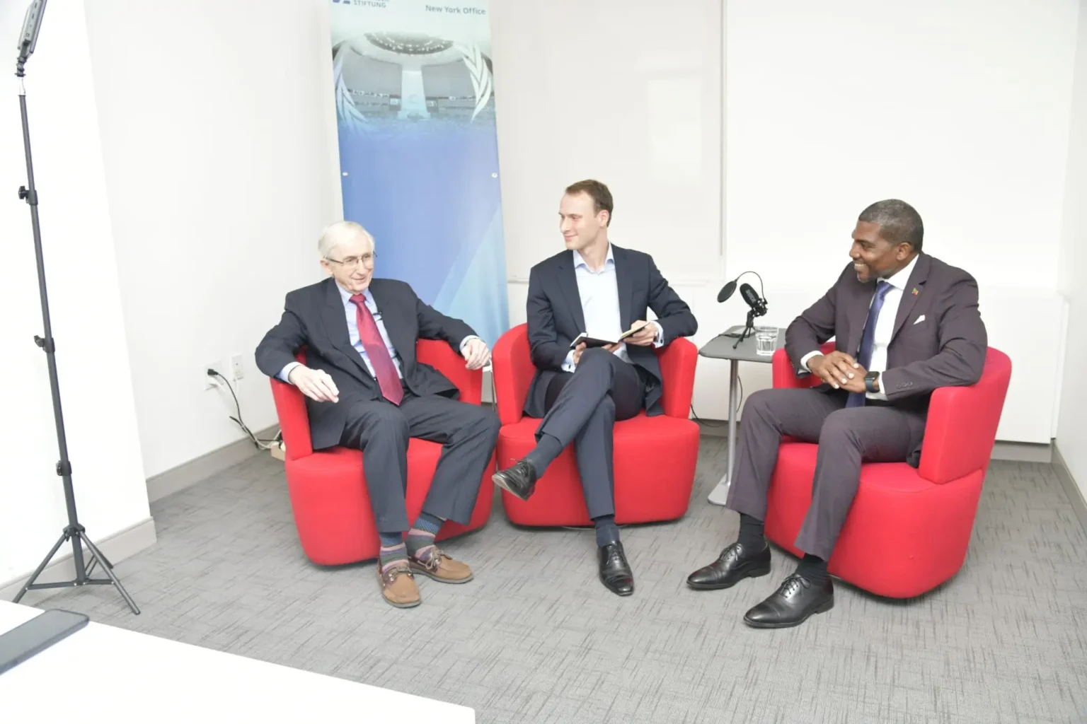 Prime Minister Terrance Drew meets UAE Foreign Affairs Minister Omar Shehadeh in New York City.