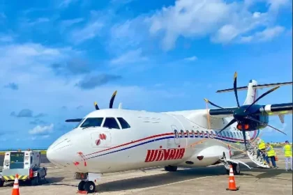 WINAir receives new aircraft ATR42-500, lands at Princess Julianna International Airport