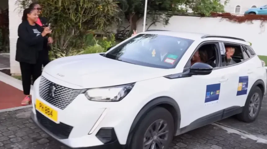 Grenada launches eco-friendly electric vehicle powered by biogas from sargassum.