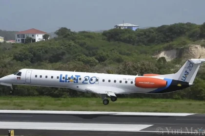 LIAT 2020 launches inaugural flight at Argyle International Airport in St. Vincent.