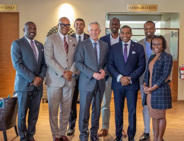 PM Terrance Drew meets Former UK Prime Minister Tony Blair for growth and development talks