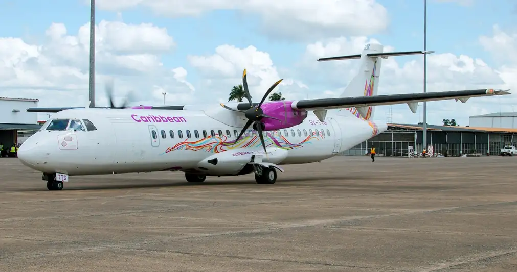 Inaugural flight of Caribbean Airlines lands at Suriname from Guyana
