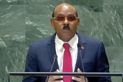 Antigua and Barbuda PM Gaston Browne speaks at International Court of Justice on global climate row